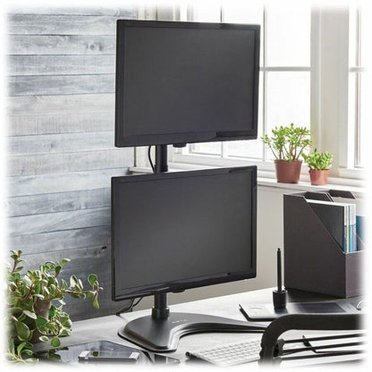 Life-Style Image for Eaton Tripp Lite Series Dual Vertical Flat-Screen Desk Stand/Clamp Mount, 15 in. to 27 in. Flat-Screen Displays