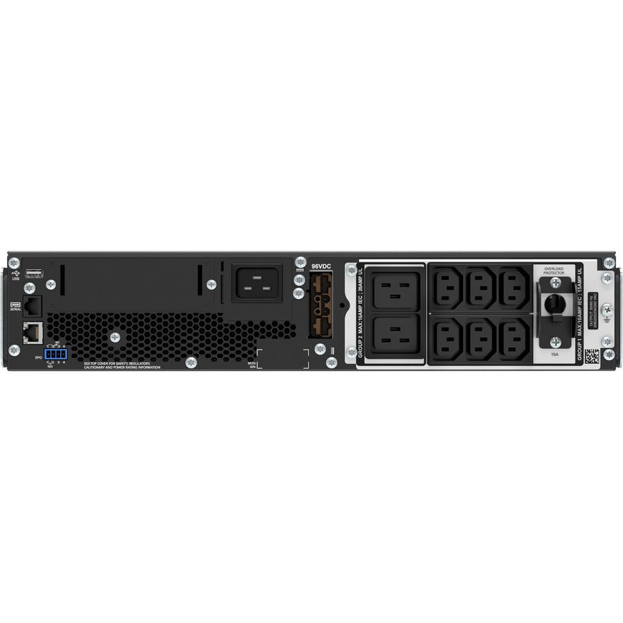 Rear Image for APC Smart-UPS On-Line, 3kVA, Rackmount 2U, 208V/230V, 6x C13+2x C19 IEC outlets, SmartSlot, Extended runtime, W/ rail kit