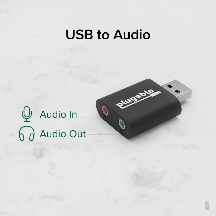 Alternate-Image1 Image for Plugable USB Audio Adapter with 3.5mm Speaker-Headphone and Microphone Jack, Add an External Stereo Sound Card to Any PC