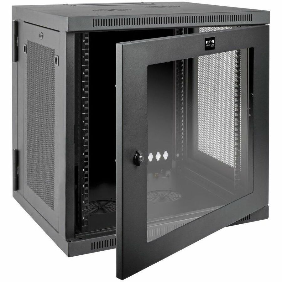 Alternate-Image2 Image for Eaton Tripp Lite Series SmartRack 12U UPS-Depth Wall-Mount Small Rack Enclosure, Clear Acrylic Window, Hinged Back