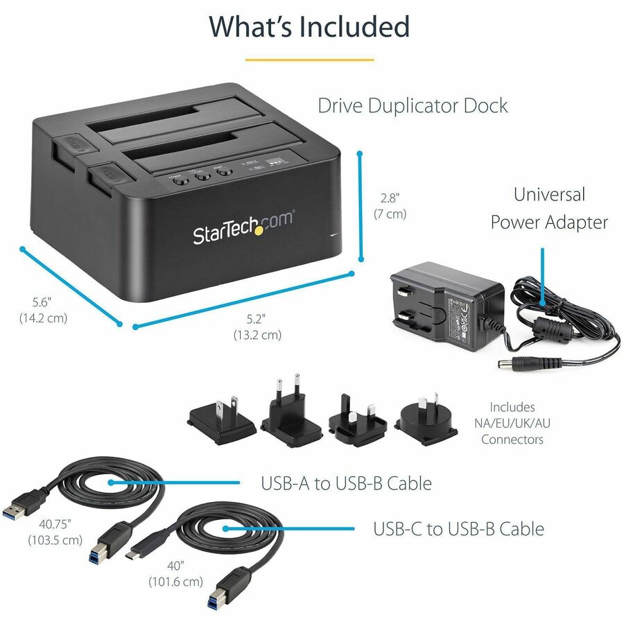 Alternate-Image5 Image for StarTech.com Standalone Hard Drive Duplicator, External Dual Bay HDD/SSD Cloner/Copier, USB 3.1 to SATA Drive Docking Station, Disk Cloner