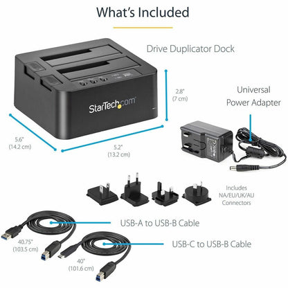 Alternate-Image5 Image for StarTech.com Standalone Hard Drive Duplicator, External Dual Bay HDD/SSD Cloner/Copier, USB 3.1 to SATA Drive Docking Station, Disk Cloner