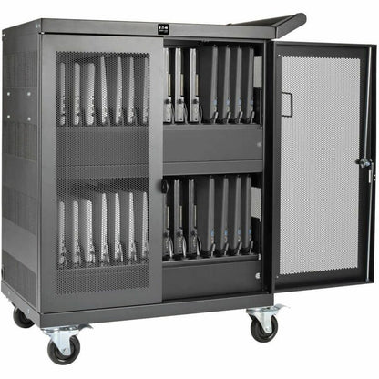 Alternate-Image2 Image for Eaton Tripp Lite Series Multi-Device Charging Cart, 32 AC Outlets, Chromebooks and Laptops, Wall-Mount Option, Black