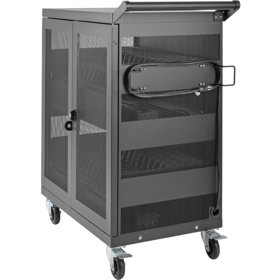 Left Image for Eaton Tripp Lite Series Multi-Device Charging Cart, 32 AC Outlets, Chromebooks and Laptops, Wall-Mount Option, Black