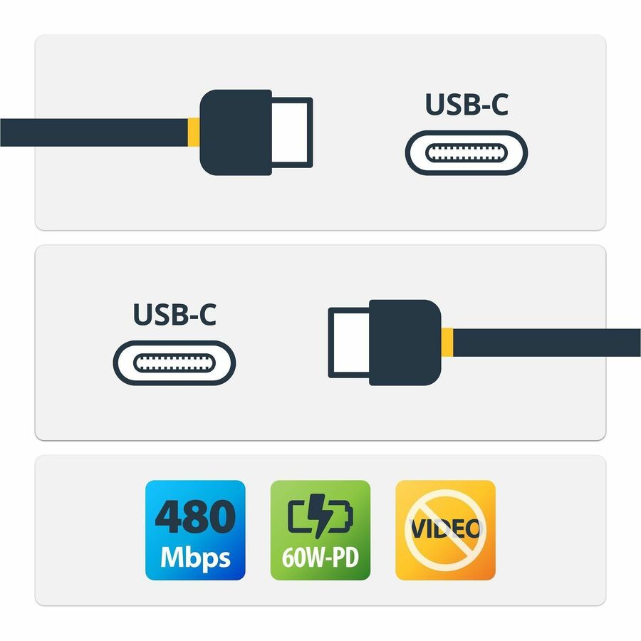 Alternate-Image1 Image for StarTech.com 1m 3 ft USB C Cable - M/M - USB 2.0 - USB-IF Certified - USB-C Charging Cable - USB 2.0 Type C Cable