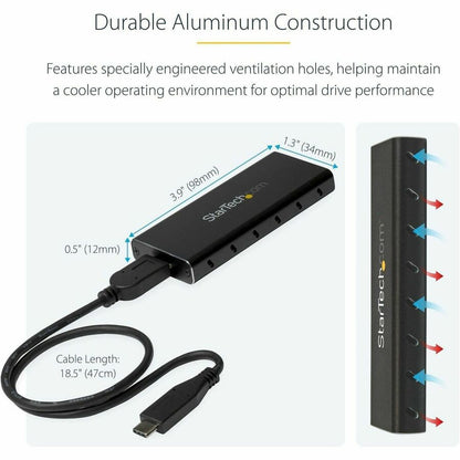 Alternate-Image5 Image for StarTech.com M.2 SSD Enclosure for M.2 SATA SSDs - USB 3.1 (10Gbps) with USB-C Cable - External Enclosure for USB-C Host - Aluminum