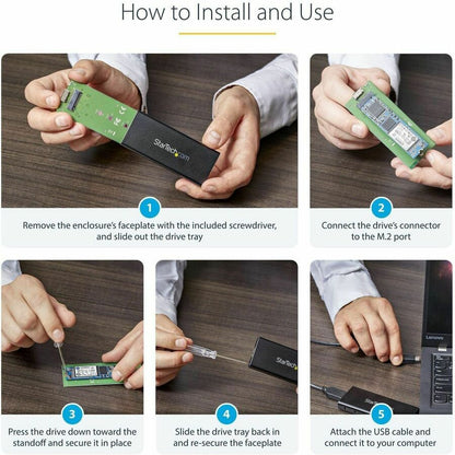 Alternate-Image6 Image for StarTech.com M.2 SSD Enclosure for M.2 SATA SSDs - USB 3.1 (10Gbps) with USB-C Cable - External Enclosure for USB-C Host - Aluminum