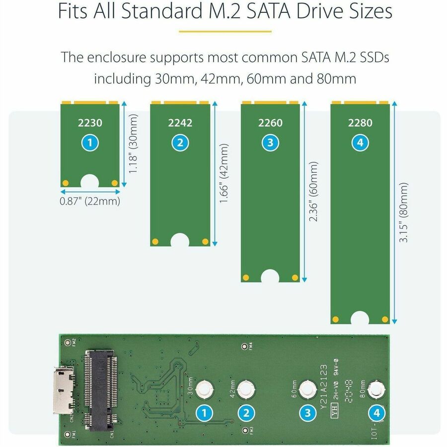 Alternate-Image3 Image for StarTech.com M.2 SSD Enclosure for M.2 SATA SSDs - USB 3.1 (10Gbps) with USB-C Cable - External Enclosure for USB-C Host - Aluminum