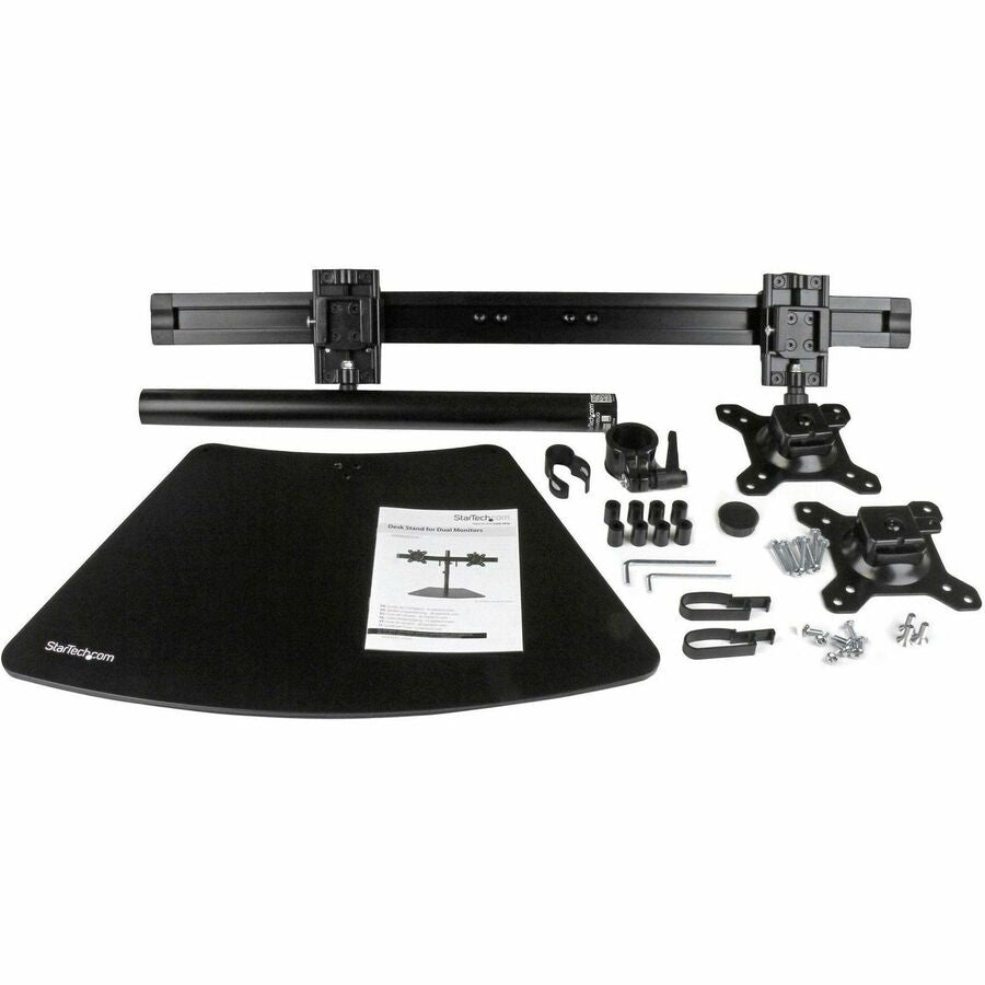 Alternate-Image2 Image for StarTech.com Dual Monitor Stand, Horizontal, For up to 24" (17.6lb/8kg) VESA Monitors, Black, Adjustable Monitor Stand, Steel & Aluminum