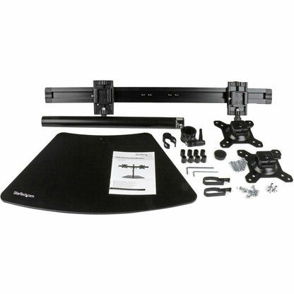 Alternate-Image2 Image for StarTech.com Dual Monitor Stand, Horizontal, For up to 24" (17.6lb/8kg) VESA Monitors, Black, Adjustable Monitor Stand, Steel & Aluminum