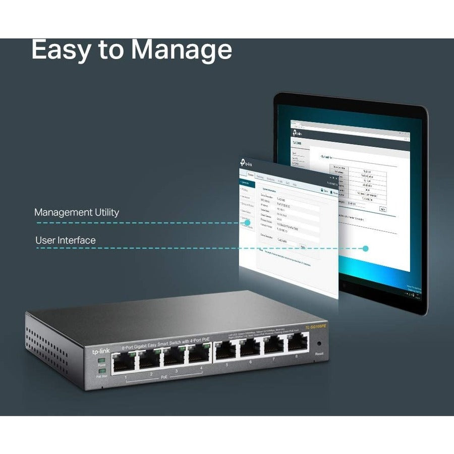 Alternate-Image5 Image for TP-Link TL-SG108PE - 8-Port Gigabit Easy Smart Switch with 4-Port PoE