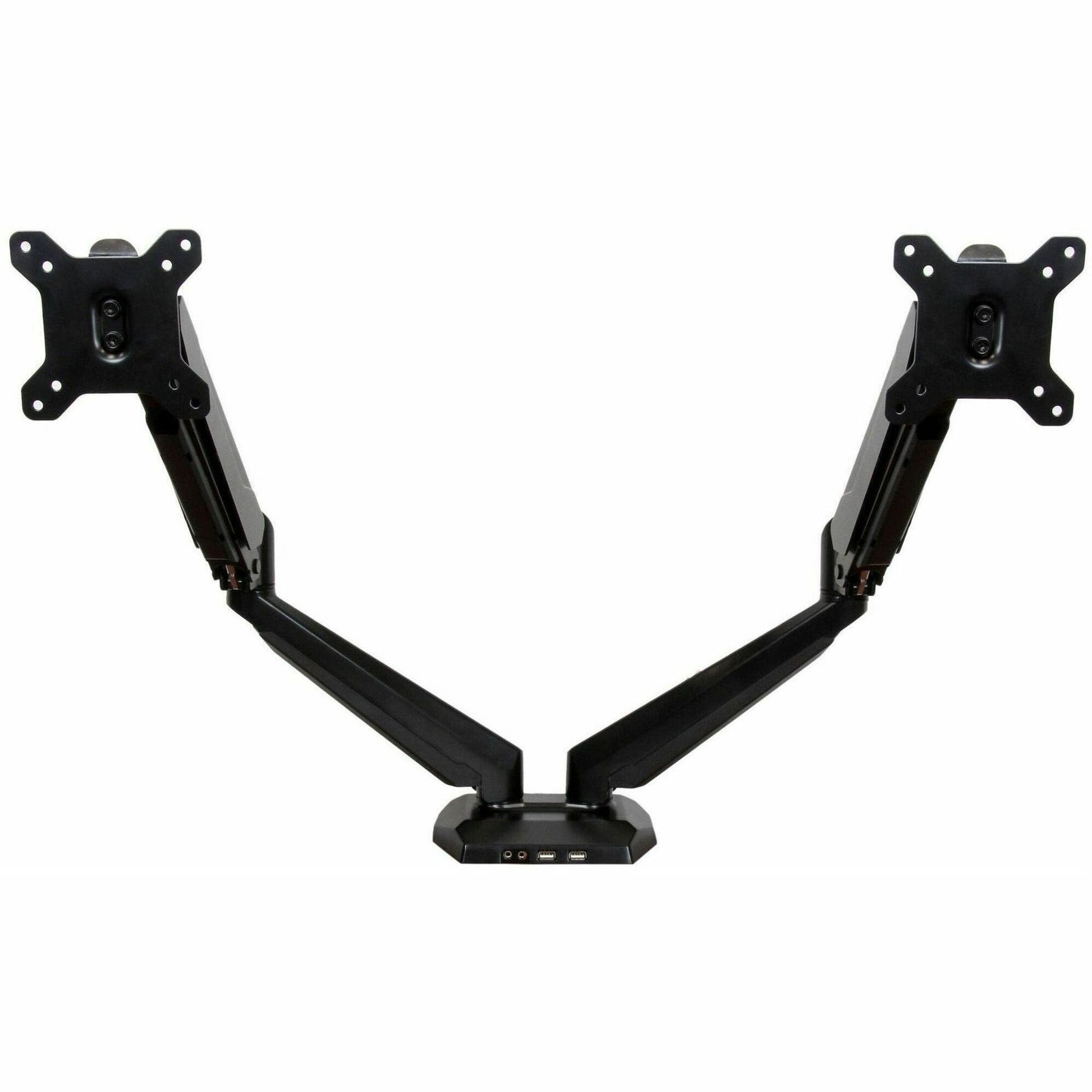 Main Image for StarTech.com Dual Monitor Arm, USB Hub and Audio Ports in Base, Monitors up to 32" (17.6lb/8kg), VESA Monitor Stand Desk Mount