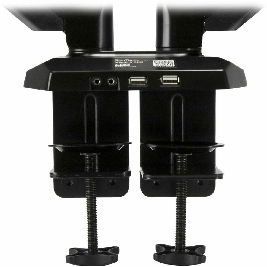 Alternate-Image5 Image for StarTech.com Dual Monitor Arm, USB Hub and Audio Ports in Base, Monitors up to 32" (17.6lb/8kg), VESA Monitor Stand Desk Mount