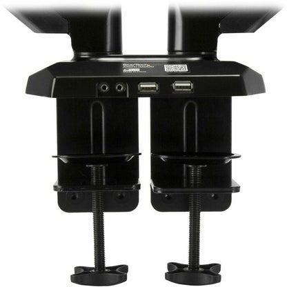 Alternate-Image5 Image for StarTech.com Dual Monitor Arm, USB Hub and Audio Ports in Base, Monitors up to 32" (17.6lb/8kg), VESA Monitor Stand Desk Mount
