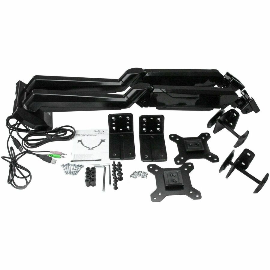 Alternate-Image8 Image for StarTech.com Dual Monitor Arm, USB Hub and Audio Ports in Base, Monitors up to 32" (17.6lb/8kg), VESA Monitor Stand Desk Mount