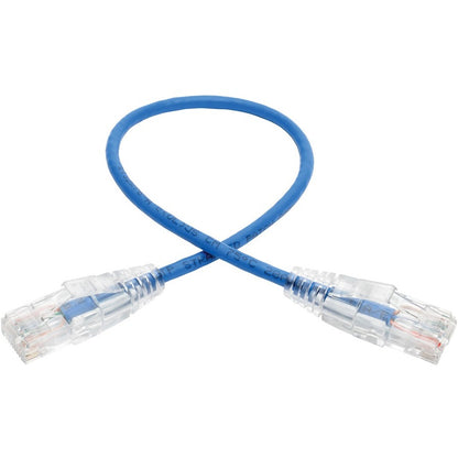 Front Image for Eaton Tripp Lite Series Cat6 Gigabit Snagless Slim UTP Ethernet Cable (RJ45 M/M), PoE, Blue, 1 ft. (0.31 m)
