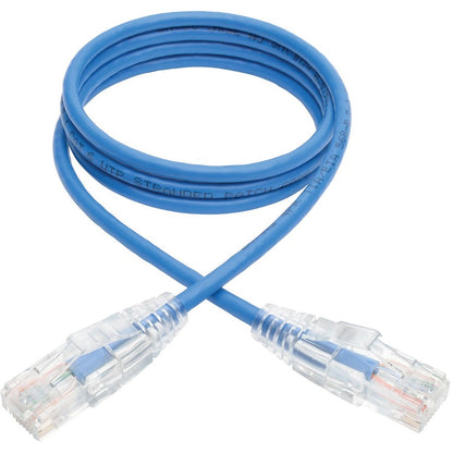 Front Image for Eaton Tripp Lite Series Cat6 Gigabit Snagless Slim UTP Ethernet Cable (RJ45 M/M), PoE, Blue, 3 ft. (0.91 m)