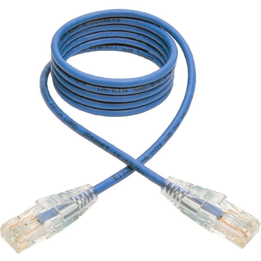 Front Image for Eaton Tripp Lite Series Cat6 Gigabit Snagless Slim UTP Ethernet Cable (RJ45 M/M), PoE, Blue, 4 ft. (1.22 m)