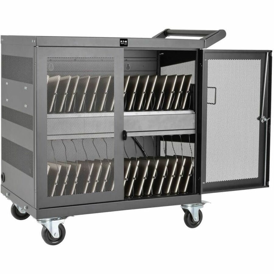 Alternate-Image2 Image for Eaton Tripp Lite Series Multi-Device Charging Cart, 32 USB Ports, iPad and Android Tablets, Wall-Mount Option, Black
