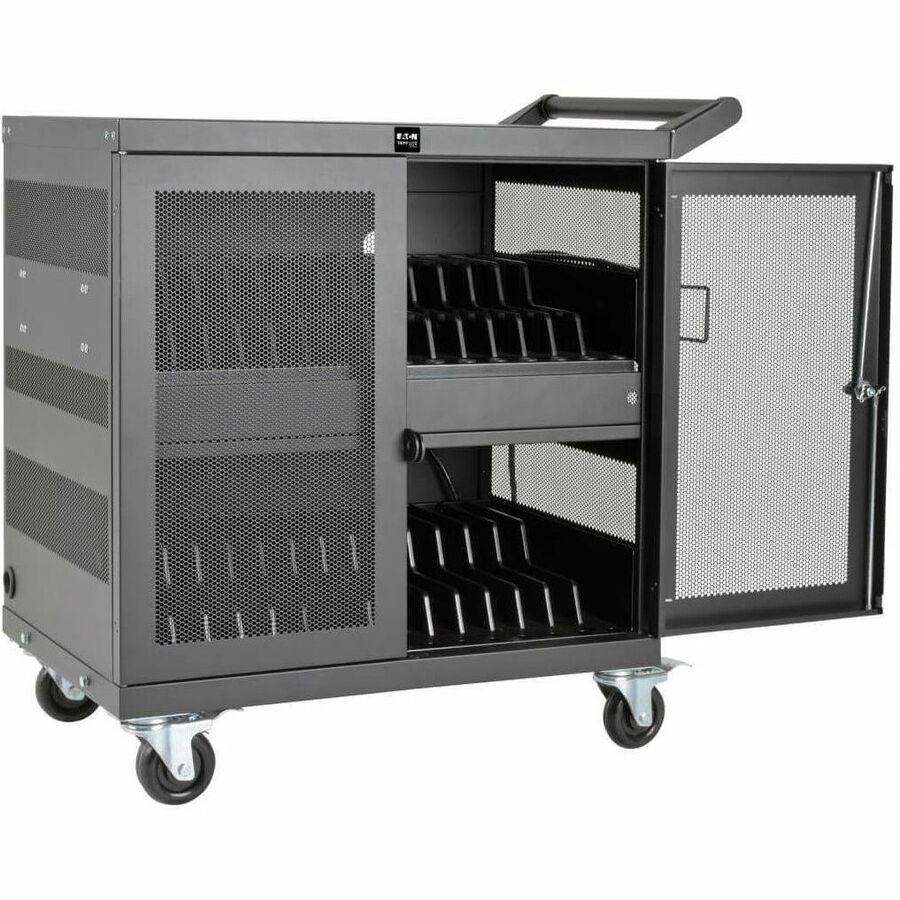 Alternate-Image1 Image for Eaton Tripp Lite Series Multi-Device Charging Cart, 32 USB Ports, iPad and Android Tablets, Wall-Mount Option, Black