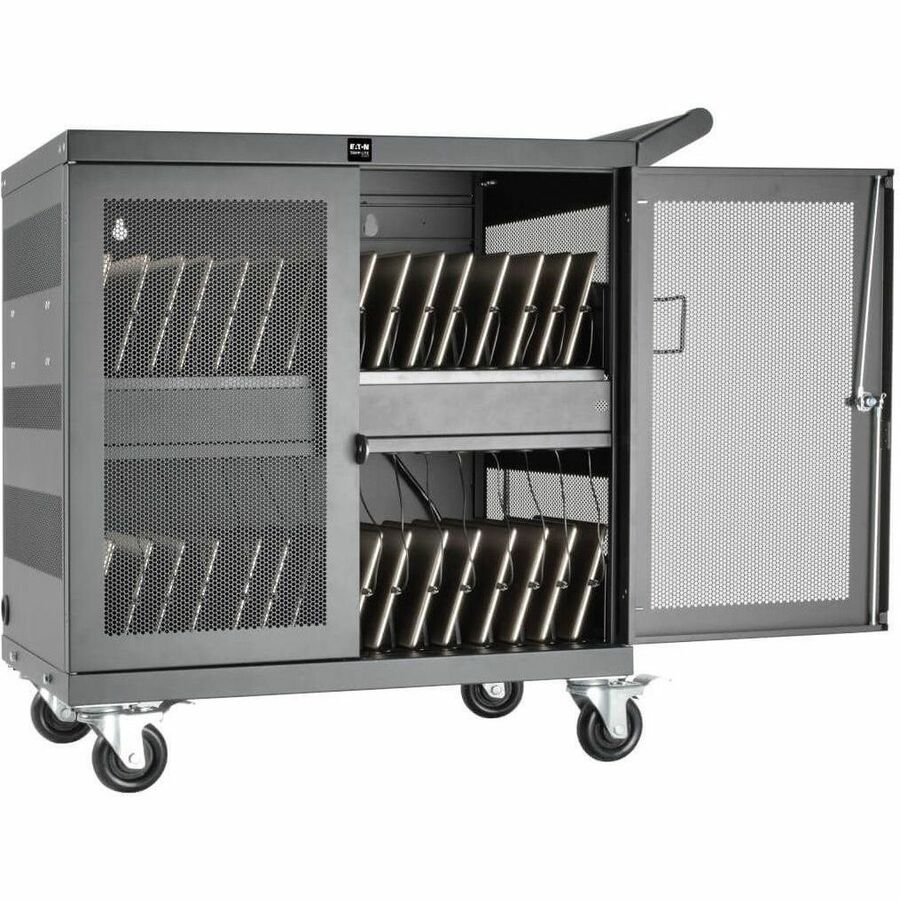 Alternate-Image3 Image for Eaton Tripp Lite Series Multi-Device Charging Cart, 32 USB Ports, iPad and Android Tablets, Wall-Mount Option, Black