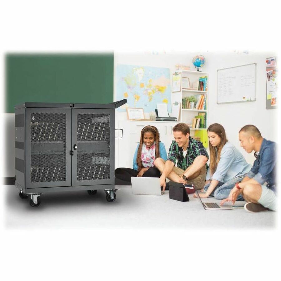 Life-Style Image for Eaton Tripp Lite Series Multi-Device Charging Cart, 32 USB Ports, iPad and Android Tablets, Wall-Mount Option, Black
