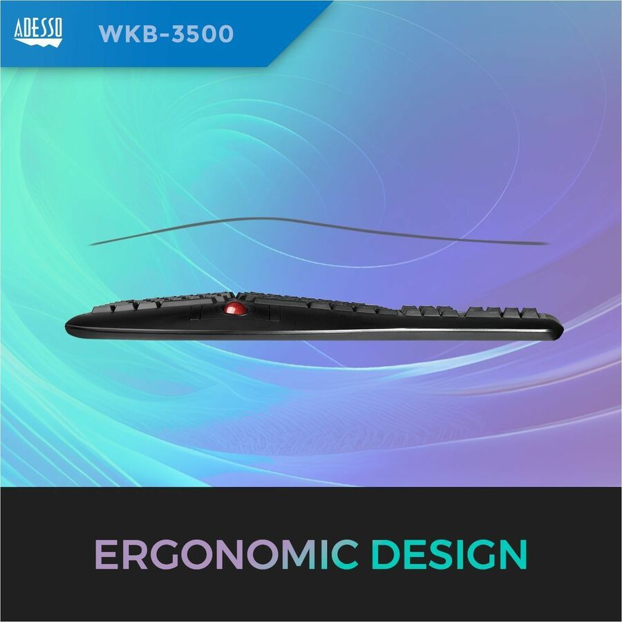 Alternate-Image2 Image for Adesso 2.4 GHz Wireless Ergonomic Trackball Keyboard