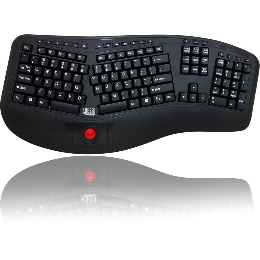 Top Image for Adesso 2.4 GHz Wireless Ergonomic Trackball Keyboard