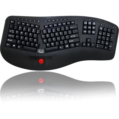 Top Image for Adesso 2.4 GHz Wireless Ergonomic Trackball Keyboard