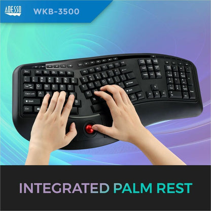 Alternate-Image6 Image for Adesso 2.4 GHz Wireless Ergonomic Trackball Keyboard