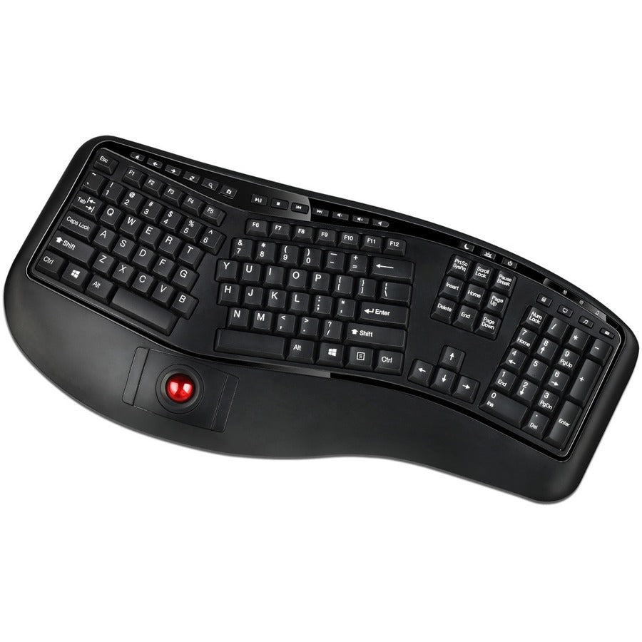 Front Image for Adesso 2.4 GHz Wireless Ergonomic Trackball Keyboard