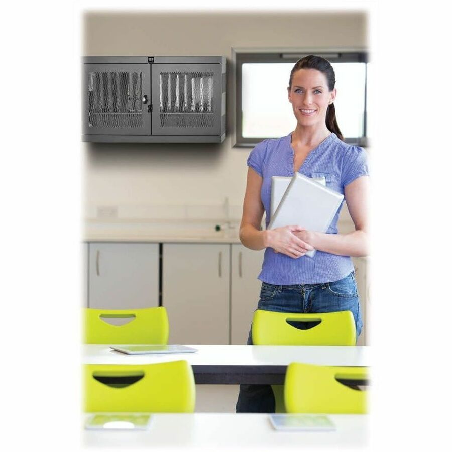 Life-Style Image for Tripp Lite by Eaton Multi-Device Charging Station 16 AC Outlets Chromebooks and Laptops Wall-Mount and Cart Options Black