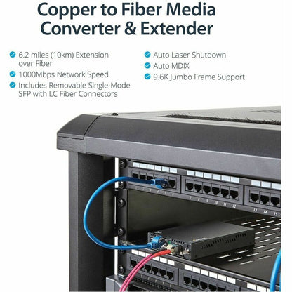 Alternate-Image1 Image for StarTech.com Gigabit Ethernet Copper-to-Fiber Media Converter - SM LC - 10 km - Ethernet Media Converter - GbE Converter