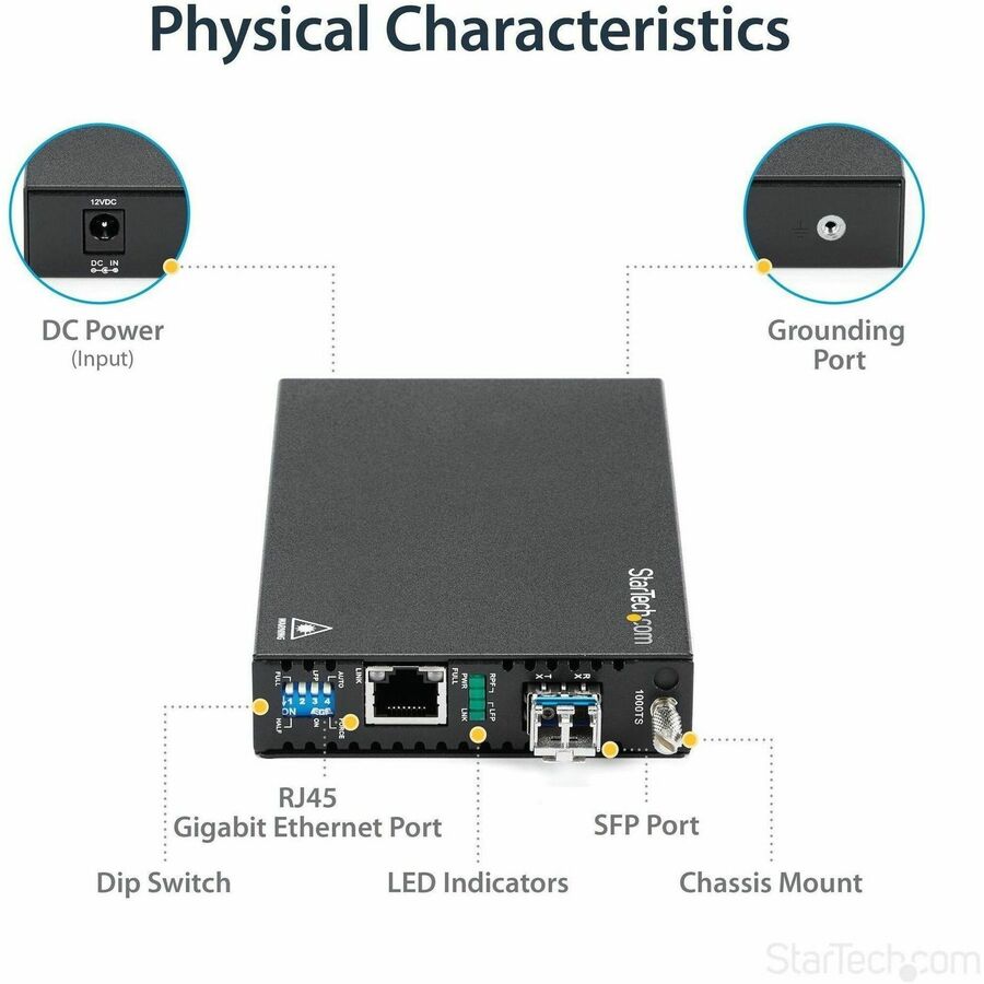 Alternate-Image4 Image for StarTech.com Gigabit Ethernet Copper-to-Fiber Media Converter - SM LC - 20 km - Ethernet Media Converter - GbE Converter