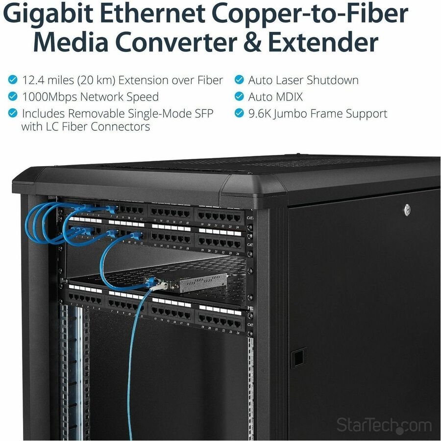 Alternate-Image1 Image for StarTech.com Gigabit Ethernet Copper-to-Fiber Media Converter - SM LC - 20 km - Ethernet Media Converter - GbE Converter