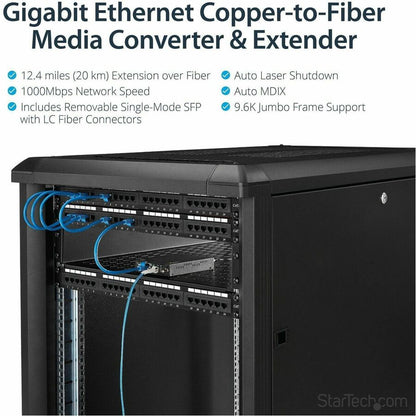 Alternate-Image1 Image for StarTech.com Gigabit Ethernet Copper-to-Fiber Media Converter - SM LC - 20 km - Ethernet Media Converter - GbE Converter