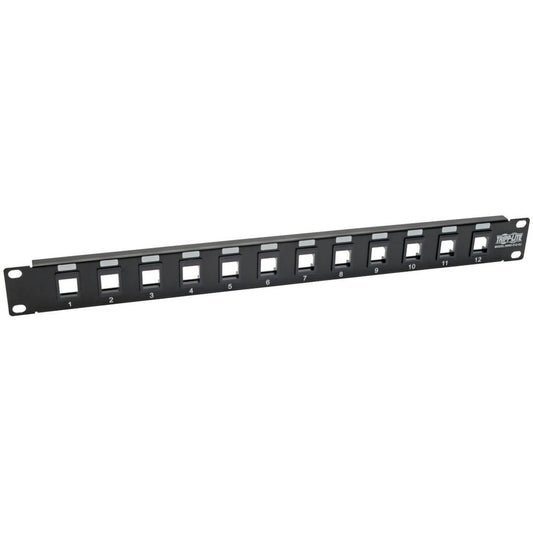 Main Image for Eaton Tripp Lite Series 12-Port 1U Rack-Mount Unshielded Blank Keystone/Multimedia Patch Panel, RJ45 Ethernet, USB, HDMI, Cat5e/6