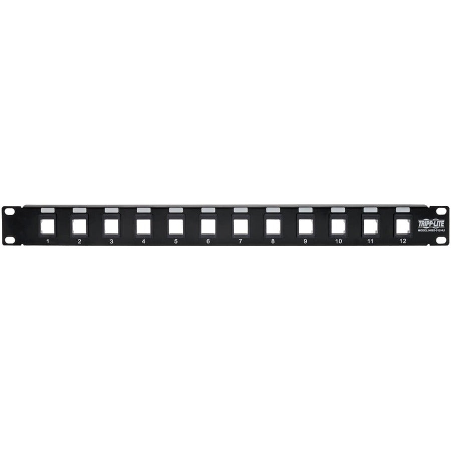 Front Image for Eaton Tripp Lite Series 12-Port 1U Rack-Mount Unshielded Blank Keystone/Multimedia Patch Panel, RJ45 Ethernet, USB, HDMI, Cat5e/6