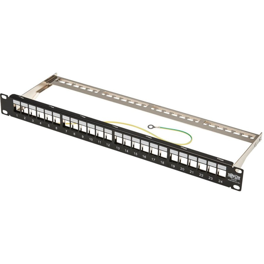 Alternate-Image1 Image for Eaton Tripp Lite Series 24-Port 1U Rack-Mount Shielded Blank Keystone/Multimedia Patch Panel, RJ45 Ethernet, USB, HDMI, Cat5e/6