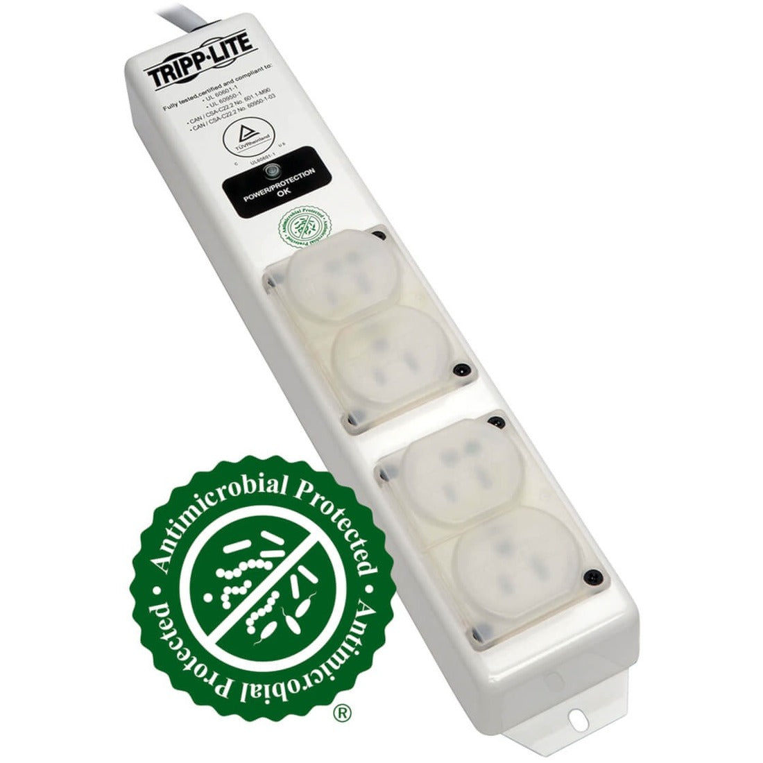 Main Image for Eaton Tripp Lite Series Safe-IT UL 60601-1 Medical-Grade Surge Protector for Patient-Care Vicinity, 4x Hospital-Grade Outlets, 6 ft. Cord, Antimicrobial Protection