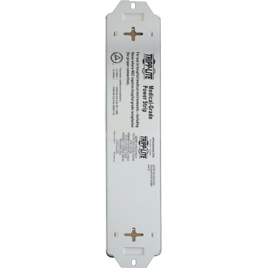 Rear Image for Eaton Tripp Lite Series Safe-IT UL 60601-1 Medical-Grade Surge Protector for Patient-Care Vicinity, 4x Hospital-Grade Outlets, 6 ft. Cord, Antimicrobial Protection