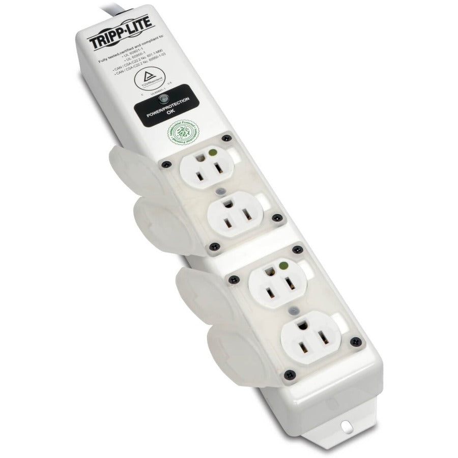 Alternate-Image2 Image for Eaton Tripp Lite Series Safe-IT UL 60601-1 Medical-Grade Surge Protector for Patient-Care Vicinity, 4x Hospital-Grade Outlets, 6 ft. Cord, Antimicrobial Protection