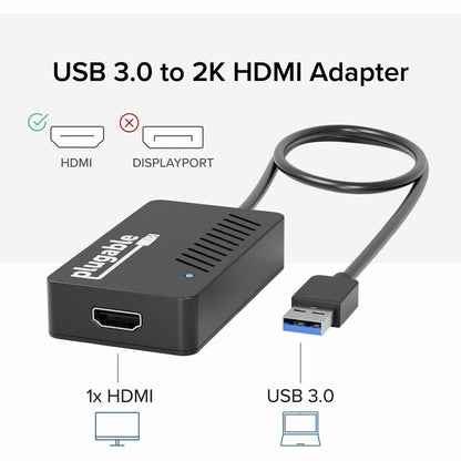 Alternate-Image1 Image for Plugable USB 3.0 to HDMI Video Graphics Adapter with Audio for Multiple Monitors up to 2560x1440