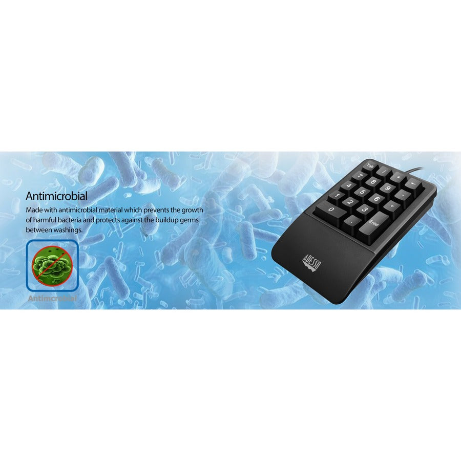 Alternate-Image7 Image for Adesso Antimicrobial Waterproof Numeric Keypad with Wrist Rest Support