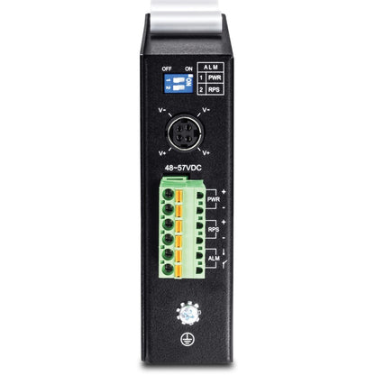 Alternate-Image1 Image for TRENDnet 6-Port Hardened Industrial Gigabit Poe+ Layer 2 Managed DIN-Rail Switch, 4 x Gigabit PoE+ 802.3at Ports, 1 x Gigabit Port, 1 x Gigabit SFP Slot, 120W Power Budget, Black, TI-PG541i