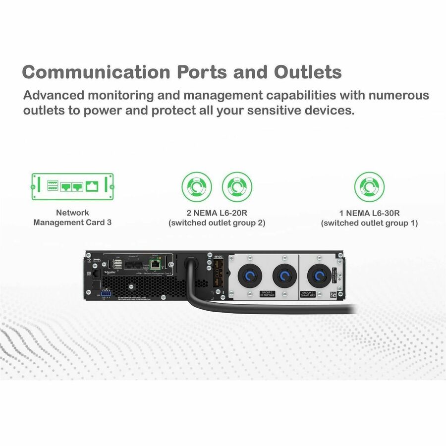 Alternate-Image7 Image for APC Smart-UPS On-Line, 3kVA, Rackmount 2U, 208V, 2x L6-20R+1x L6-30R NEMA outlets, Network Card, Extended runtime, W/ rail kit