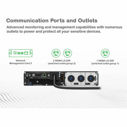 Alternate-Image7 Image for APC Smart-UPS On-Line, 3kVA, Rackmount 2U, 208V, 2x L6-20R+1x L6-30R NEMA outlets, Network Card, Extended runtime, W/ rail kit