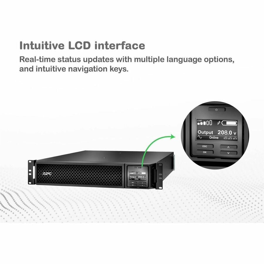 Alternate-Image4 Image for APC Smart-UPS On-Line, 3kVA, Rackmount 2U, 208V, 2x L6-20R+1x L6-30R NEMA outlets, Network Card, Extended runtime, W/ rail kit