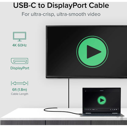 Alternate-Image1 Image for Plugable USB C to DisplayPort Bi Directional Cable 6 feet (1.8m)