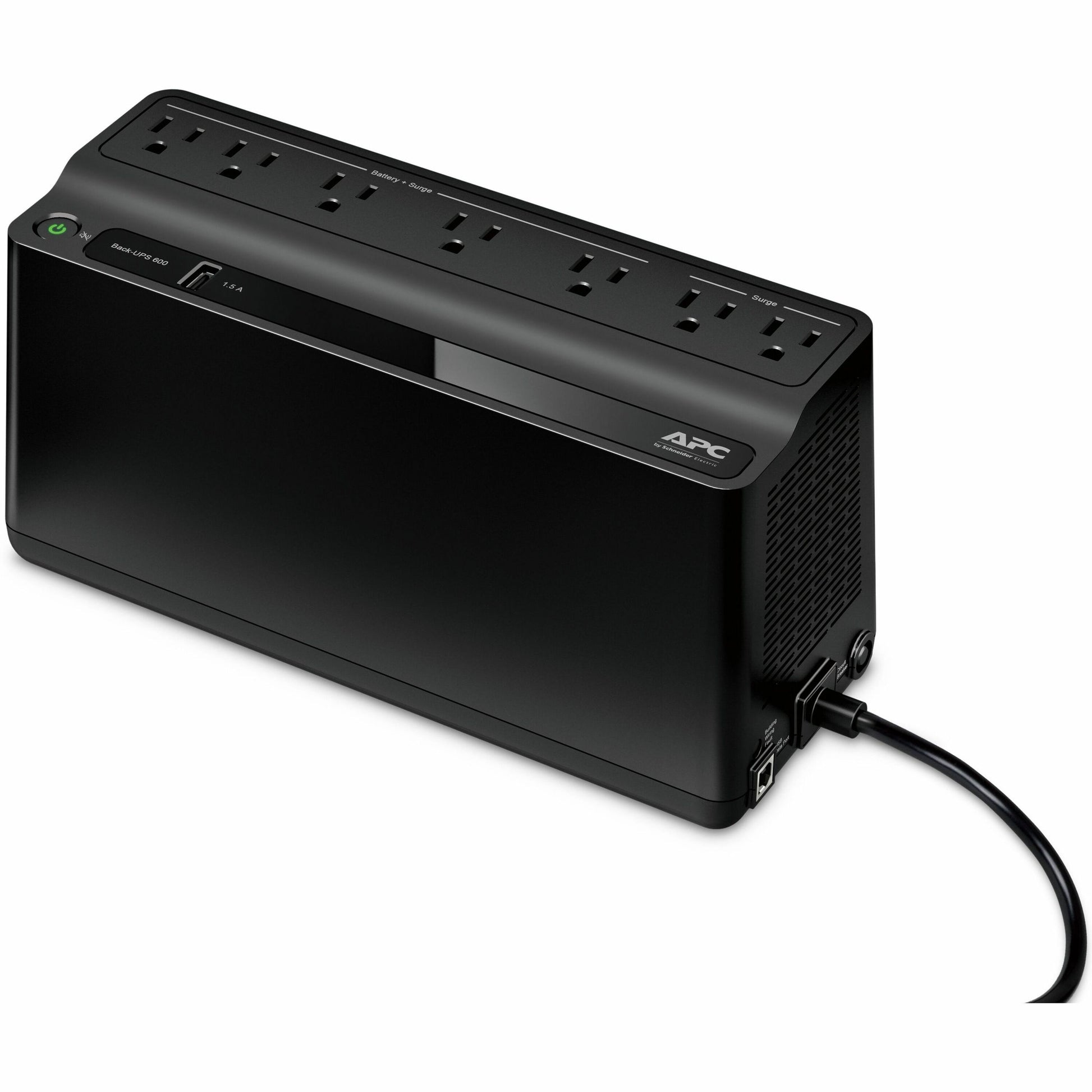 Main Image for APC Back-UPS 600VA, 120V, 1 USB charging port, 7 NEMA outlets (2 surge)